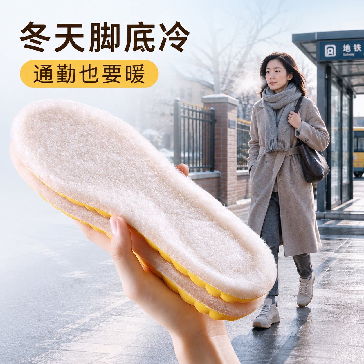 羊毛保暖鞋垫女新款冬季加绒加厚棉软底舒适运动气垫减震防臭男士