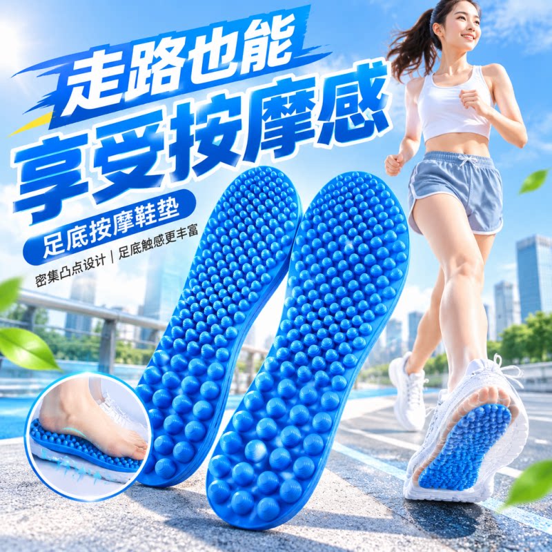 5D按摩鞋垫足底指压板超软防痛女