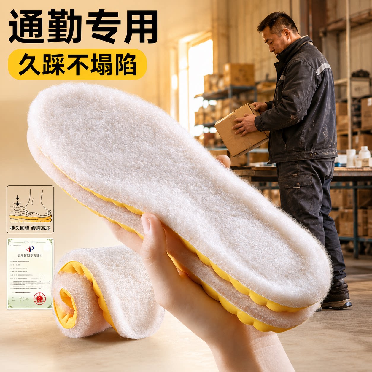 羊毛保暖鞋垫女新款冬季加绒加厚棉软底舒适运动气垫减震防臭男士