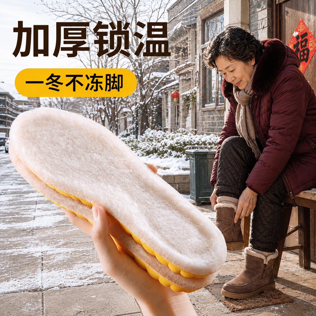 羊毛保暖鞋垫女新款冬季加绒加厚棉软底舒适运动气垫减震防臭男士