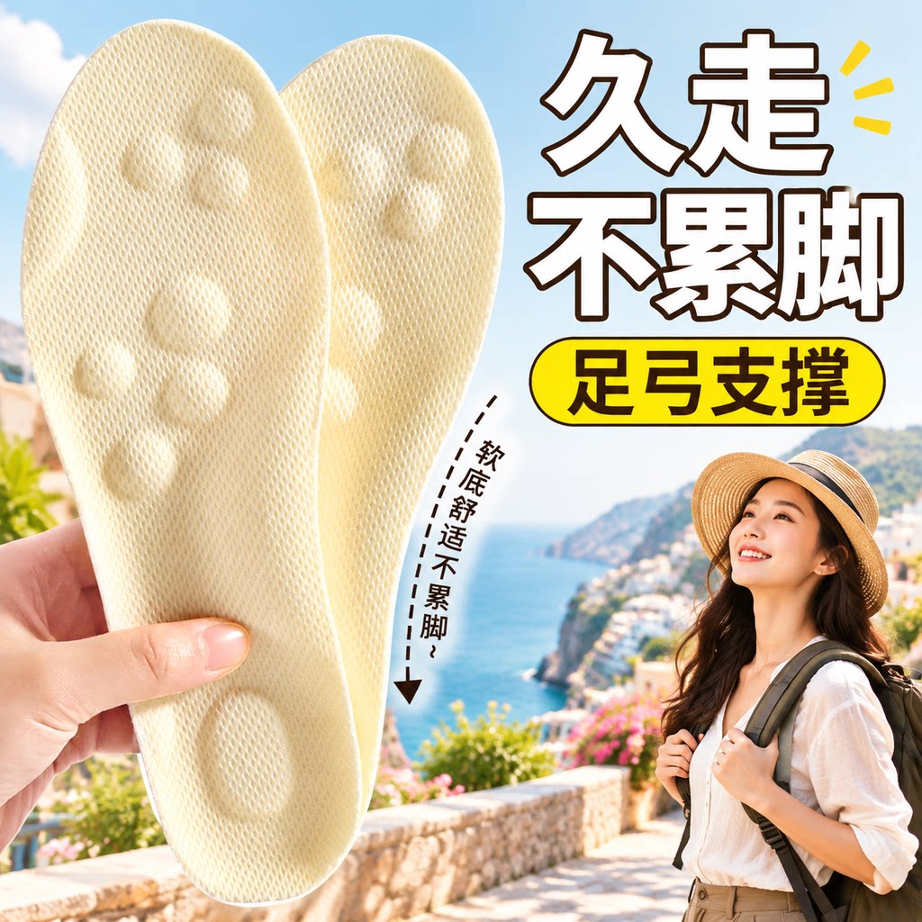 久走不累脚鞋垫女款前掌加厚防痛