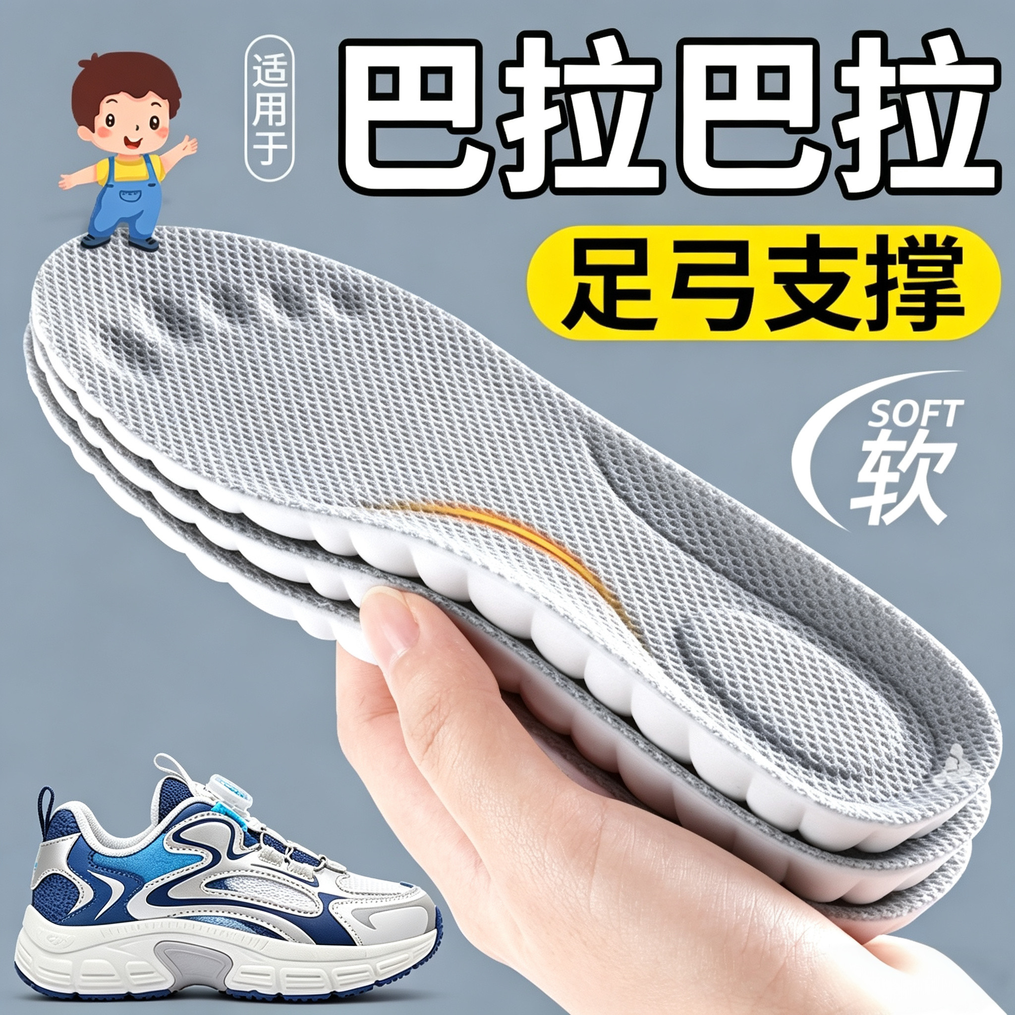 儿童运动鞋垫减震防痛吸汗防臭