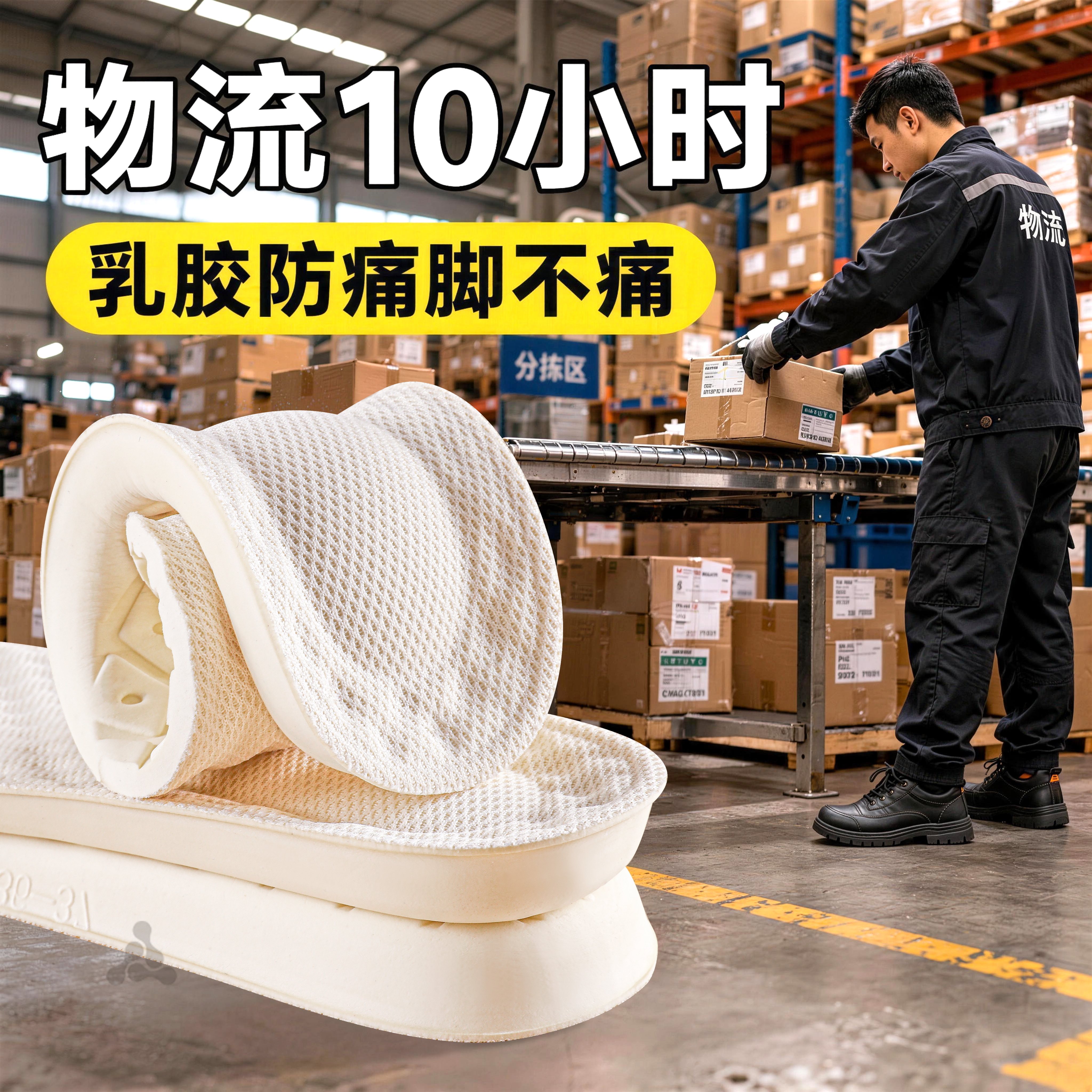 柔软防痛加厚乳胶高弹减震不累脚