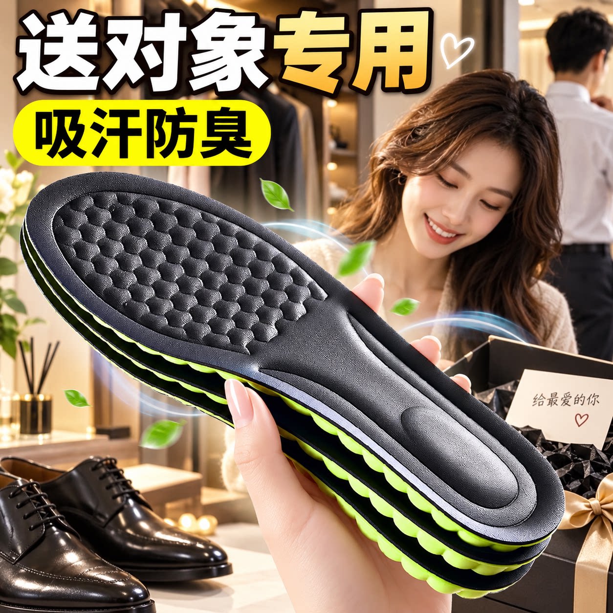 送对象专用鞋垫牛皮真皮吸汗防臭