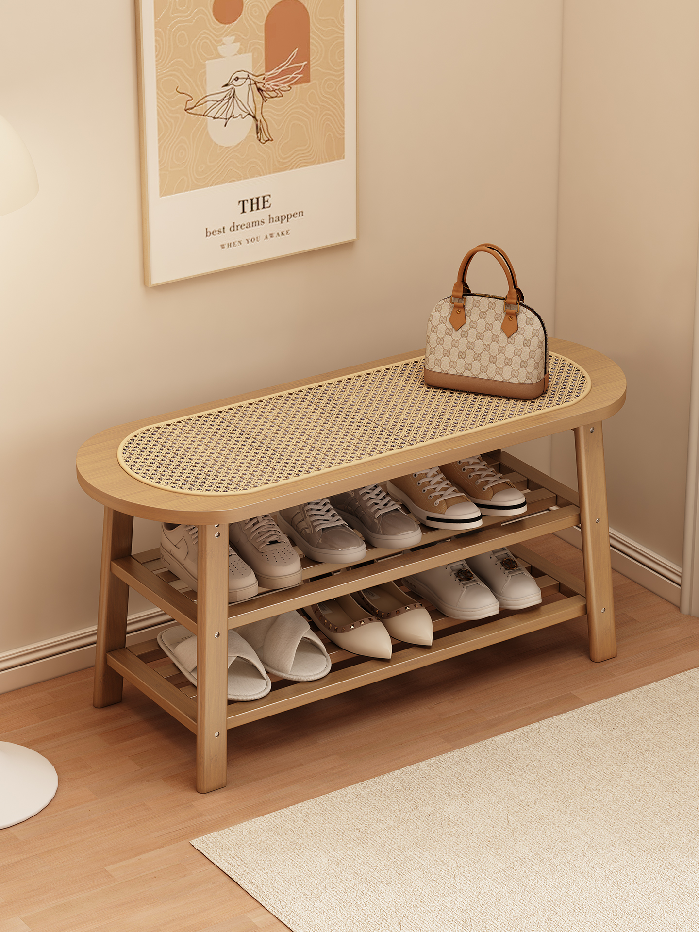 换鞋凳家用门口穿鞋凳入户门鞋柜鞋架柜衣帽架一体进门玄关凳子鞋