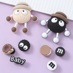 crocs可爱长腿小煤球洞洞鞋鞋花配饰童鞋可拆卸DIY拖鞋配件装饰扣