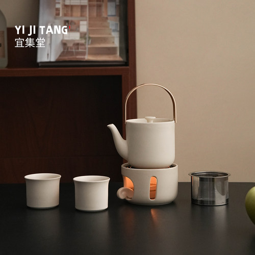 宜集堂Tso250cc中古风功夫茶具套装带温茶炉陶瓷家用喝茶泡茶茶杯
