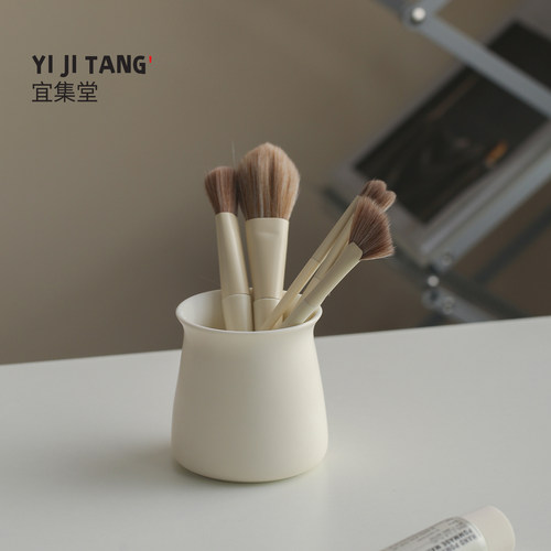 宜集堂化妆笔收纳筒INS奶油陶瓷