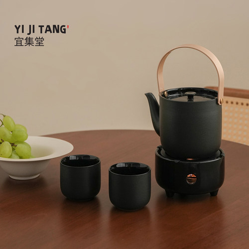 宜集堂高奢陶瓷提梁茶壶套装