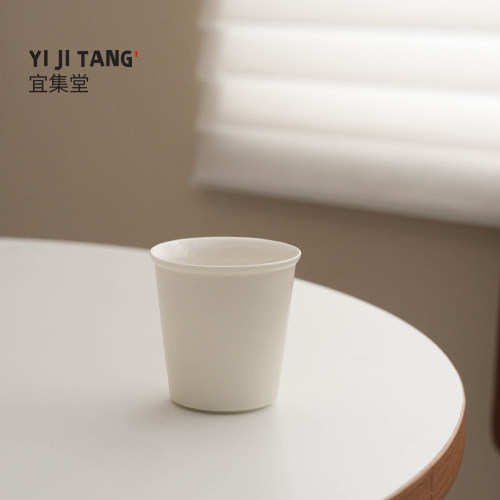 宜集堂高格奶油风茶杯45ml单色女士个人专用主人杯子大号品茗杯