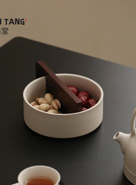 宜集堂INS中古干果盘盒陶瓷瓜子坚果花生分格精致艺术感客厅家用