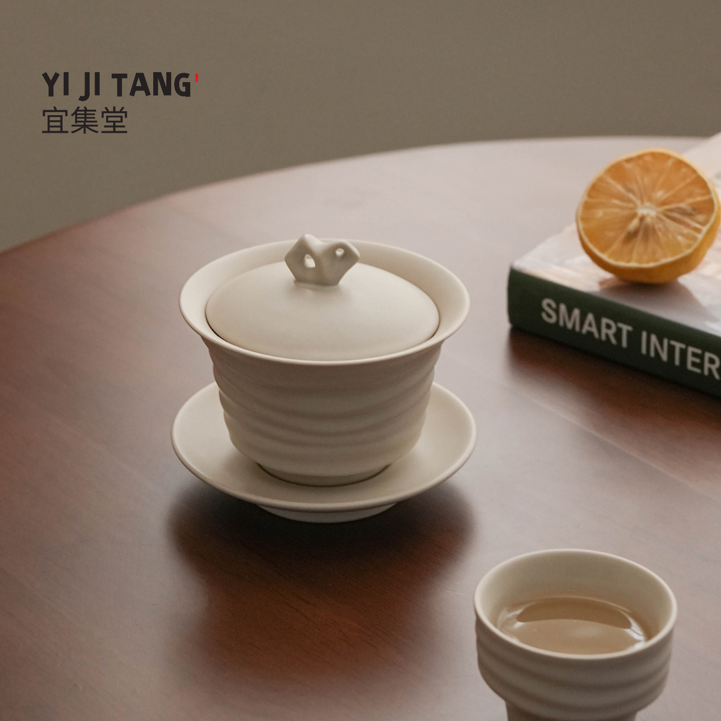 宜集堂中古三才盖碗茶具泡茶单个高档功夫泡茶杯三件套陶瓷家用