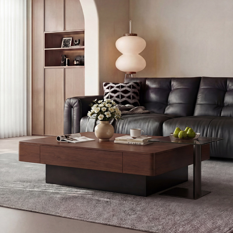 方形实木茶几中古风小户型家用客厅岩板茶几桌2025新款轻奢高级感,住宅家具,茶几,淘宝优惠券,粉丝福利购,淘宝优惠卷