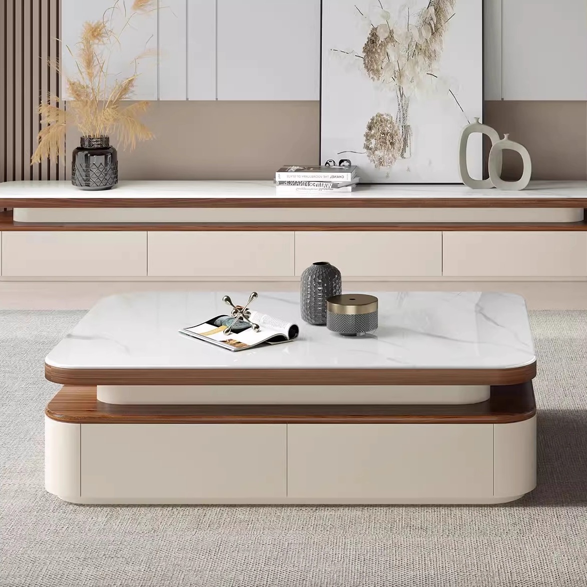 中古风实木茶几电视柜组合