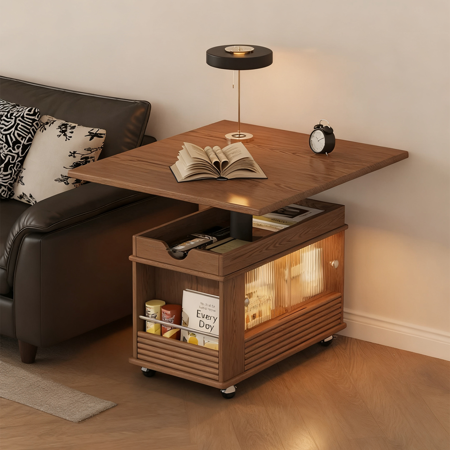 多功能实木折叠茶几桌可升降