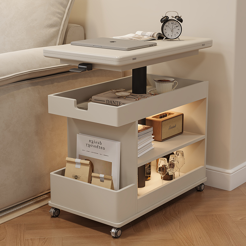 意式极简可移动升降折叠实木茶几