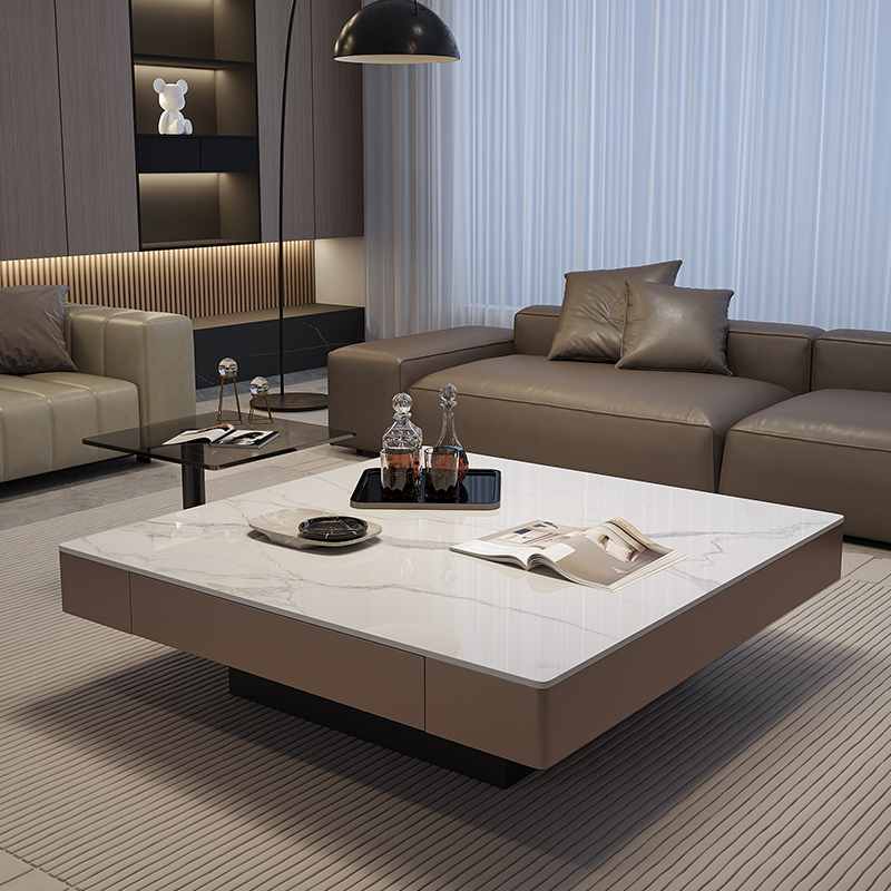 意式极简岩板茶几客厅家用高级感