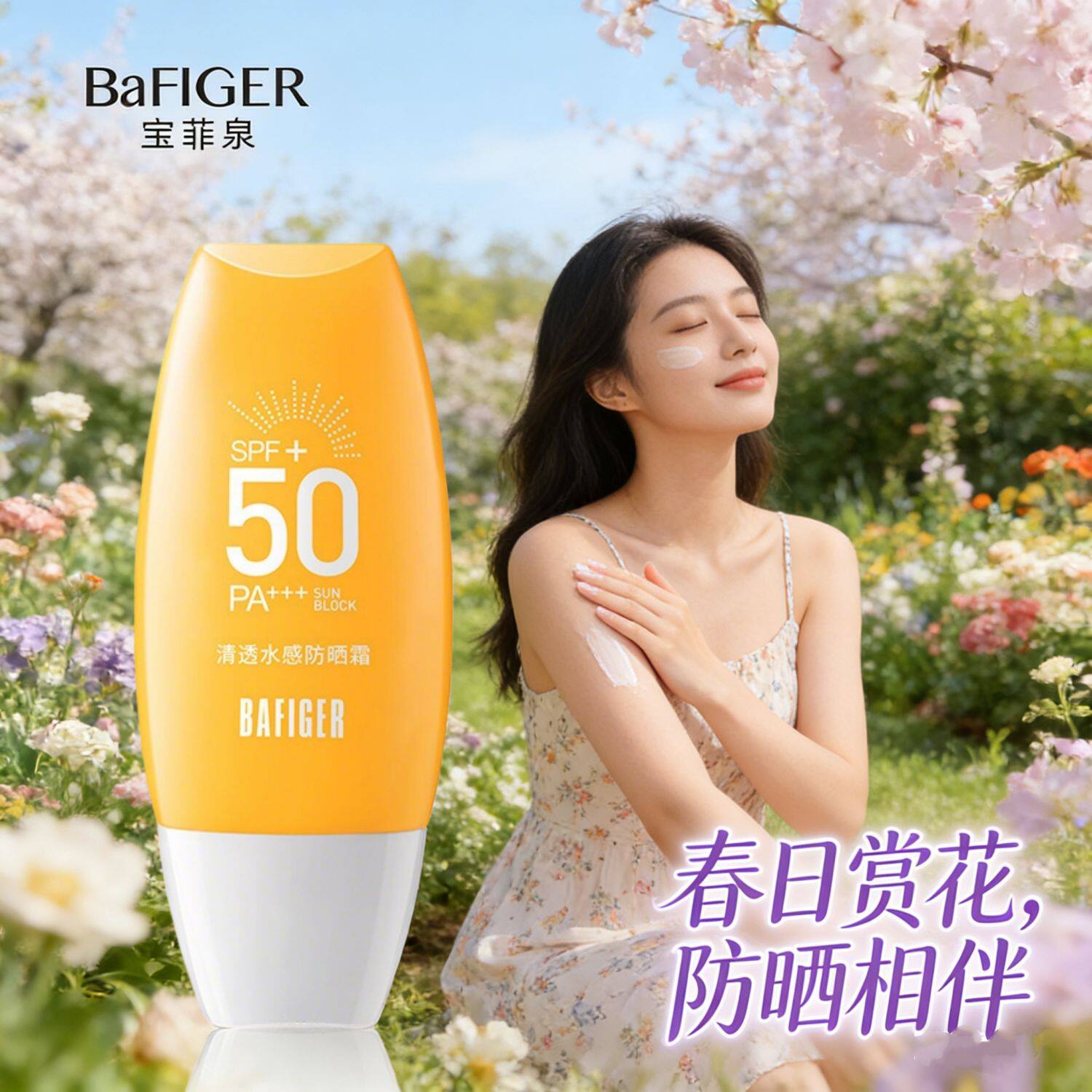 宝菲泉韩婵小黄瓶防晒霜50倍双重遮护夏季外出旅行常备防晒霜批发