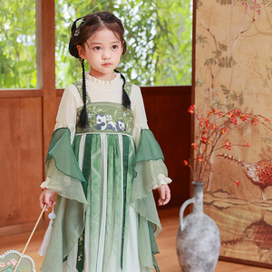 女童汉服2023秋冬新款加绒长袖熊猫民族风古风唐装超仙中国风襦裙