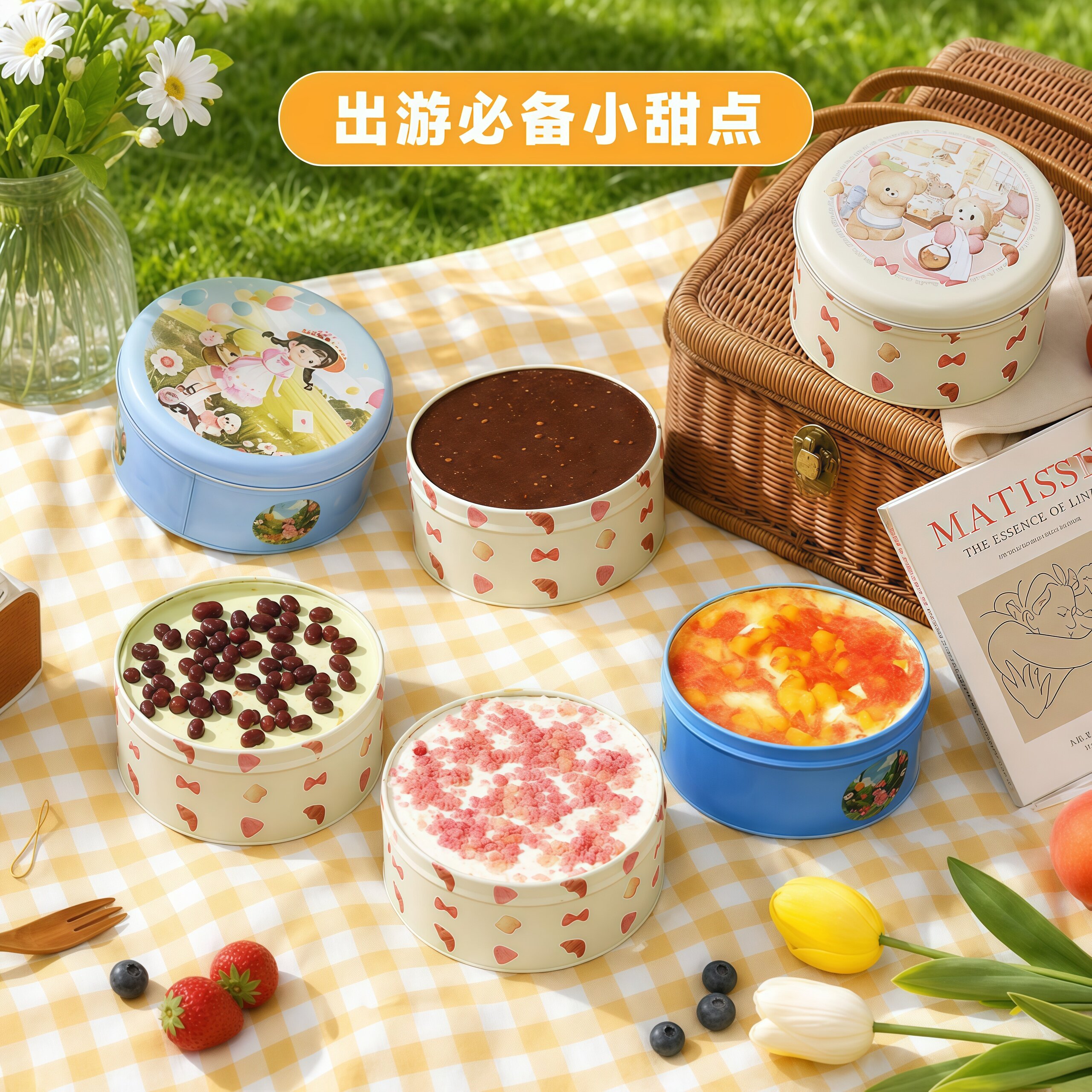 一口沦陷快乐甜品！网红铁罐罐子蛋糕300g动物奶油追剧下午茶甜品