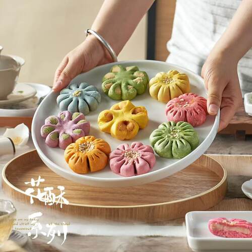 网红中式花酥鲜花夹心中秋月饼