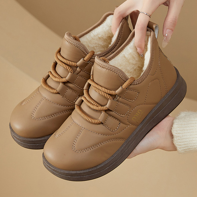 2525新款老北京棉鞋女冬加绒加厚雪地靴防滑厚底保暖皮面女棉靴