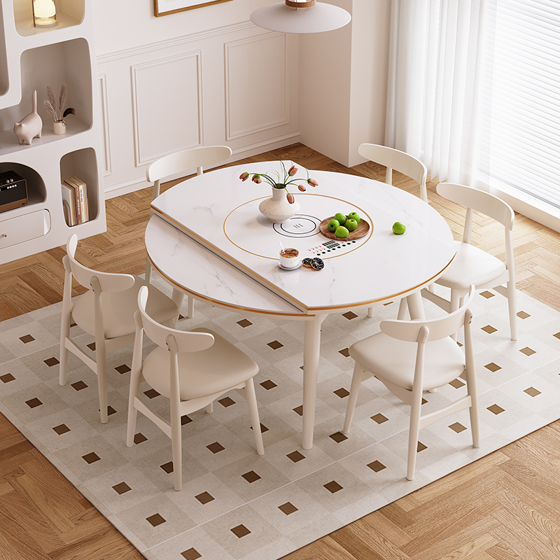 红晟餐桌岩板+碳素钢+实木