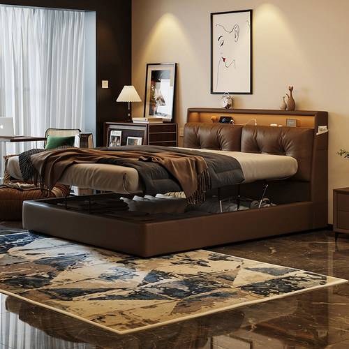 多功能设计储物与充电一体储物床