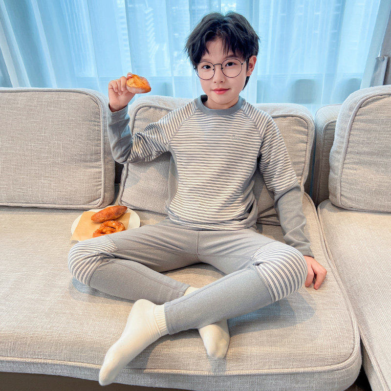 法国Uamtor男童睡衣2025新款秋衣秋裤套装中大童德绒保暖内衣冬季