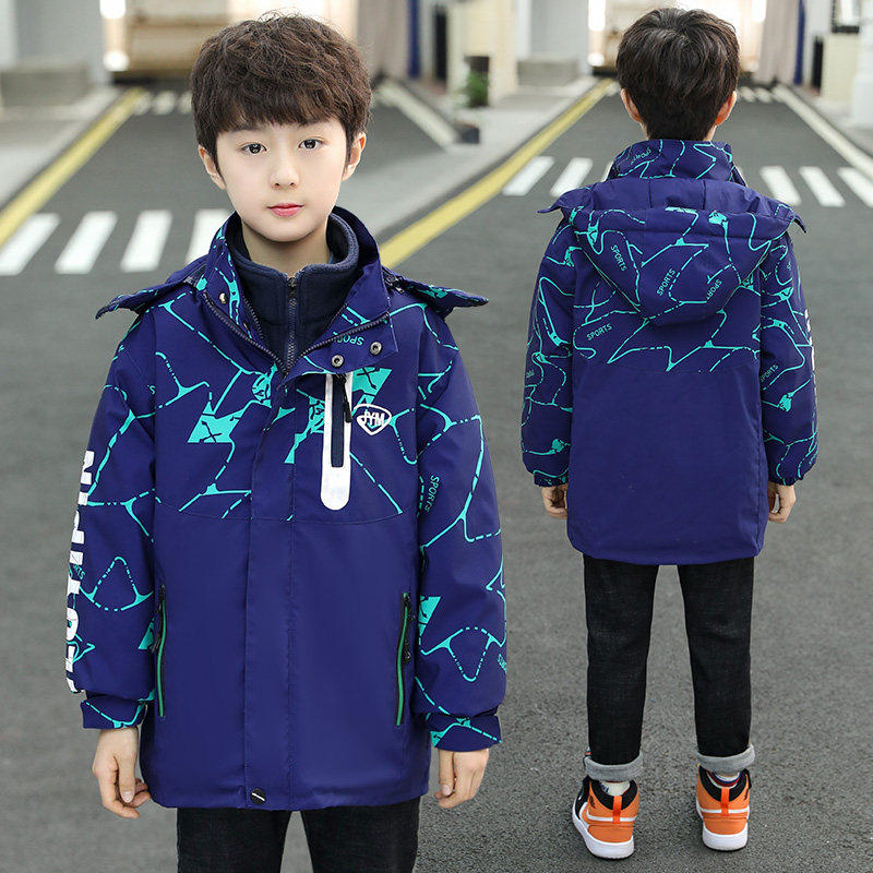 韩国潮牌男童冲锋衣加厚2025新款中大童男装三合一外套男孩秋冬装