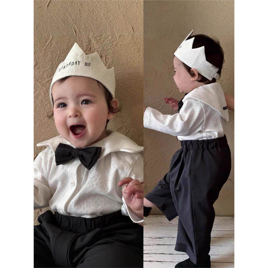 法国BADNUT春秋2025新款宝宝生日周岁礼服男童套装衬衫西服两件套