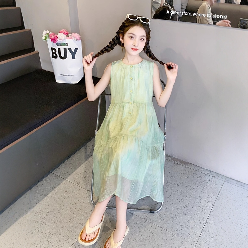 英国Next Kiss女童连衣裙夏季2025新款儿童雪纺公主裙大童背心裙