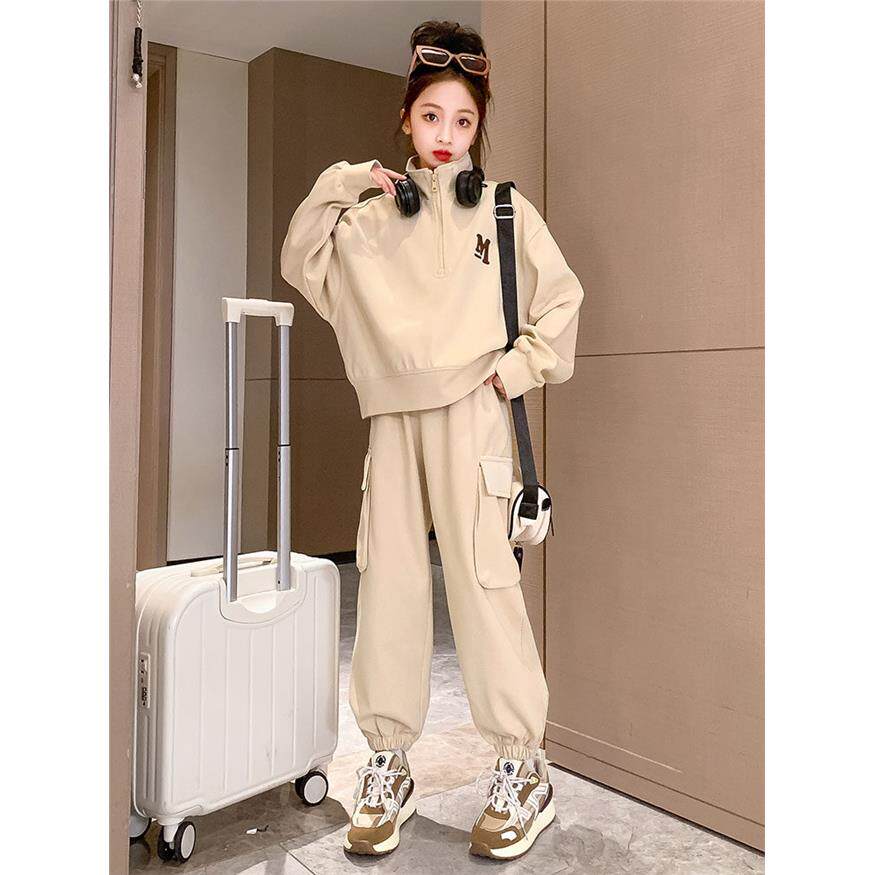 女童春装套装2026新款春季儿童学院风运动时髦卫衣女孩衣服两件套