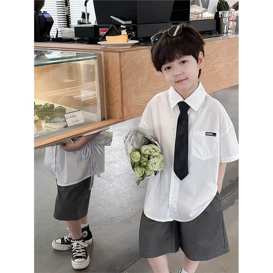 法国Uamtor男童西装套装夏季演出服儿童男孩休闲英伦夏装礼服