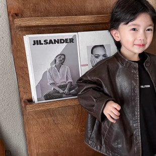 法国Uamtor男童皮衣外套2026春秋季新款中小童洋派机车服短版夹克