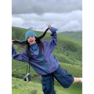 法国Uamtor女童冲锋衣春秋2025新款防风防水风衣初中生登山服外套