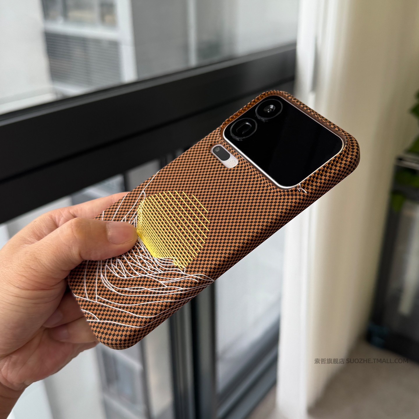 索哲适用于小米17promax手机壳半包超薄亲肤手感硬壳17pro镜头不包mi15卡其色碳纤维纹理14pro防指纹13保护套