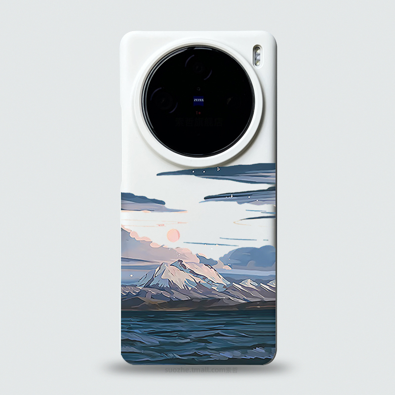 适用于vivox100手机壳vivo新款x200pro唯美个性抽象艺术油画风景x100ultra白色半包超薄磨砂x100s镜头不包x90