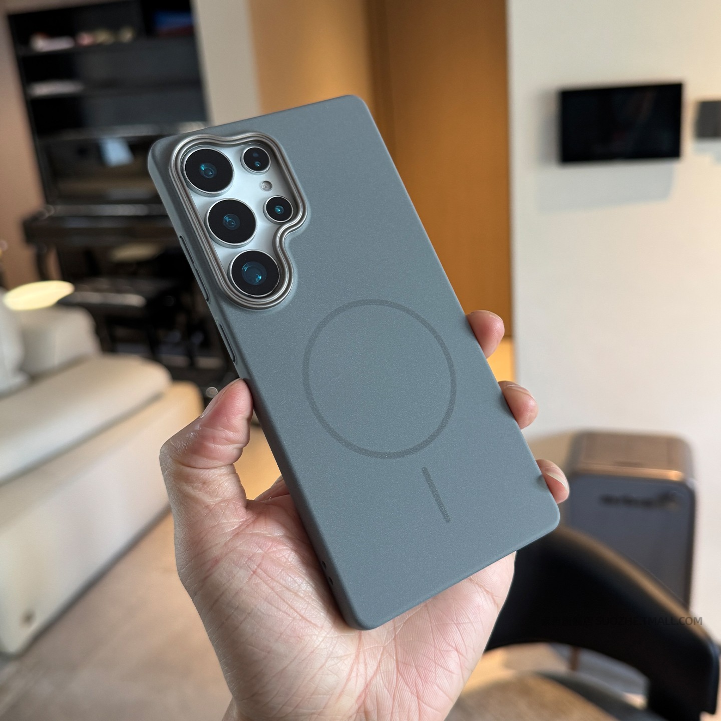 索哲适用于三星s25ultra手机壳全包超薄岩砂硬壳s24ultra小众简约高级感灰色磁吸s23ultra粗磨砂防指纹s25+套