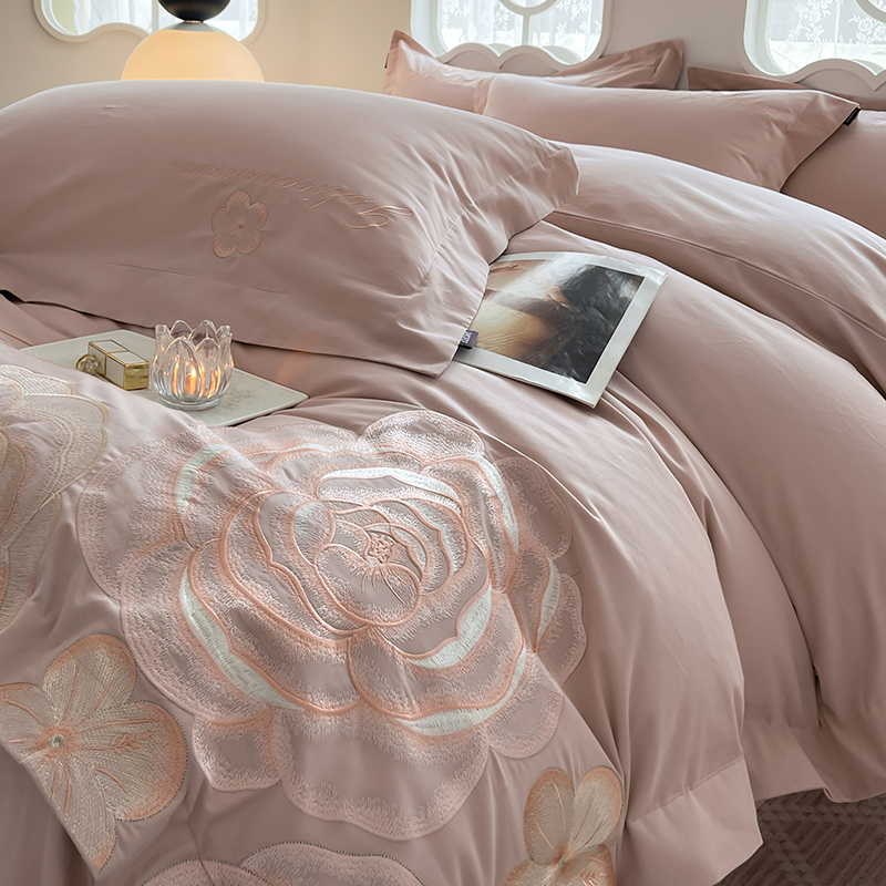 A类磨毛四件套2025新款绣花床品