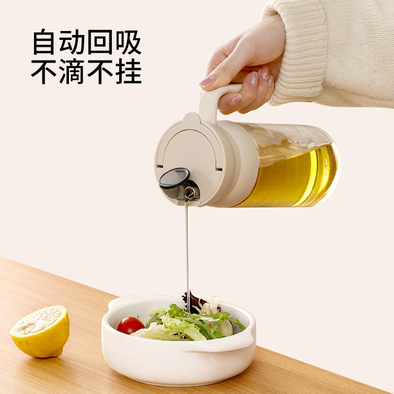 不挂油玻璃油壶自动开合