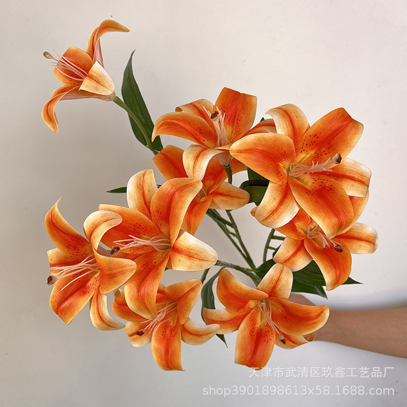 9头把束百合3D打印仿真花