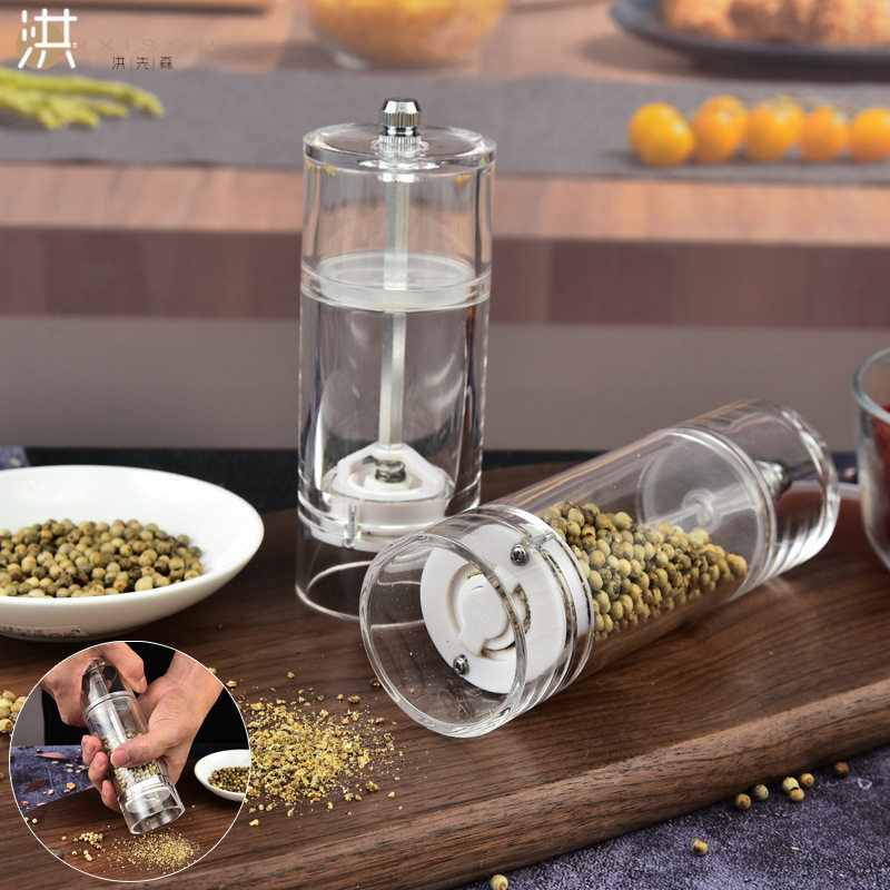亚克力胡椒研磨器 黑椒配料研磨瓶陶瓷研磨芯厨房工具手动研磨器