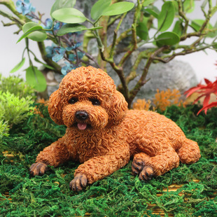 饰用品 可爱仿真泰迪犬汽车狗摆件家居桌面贵宾礼物摆饰车载车内装