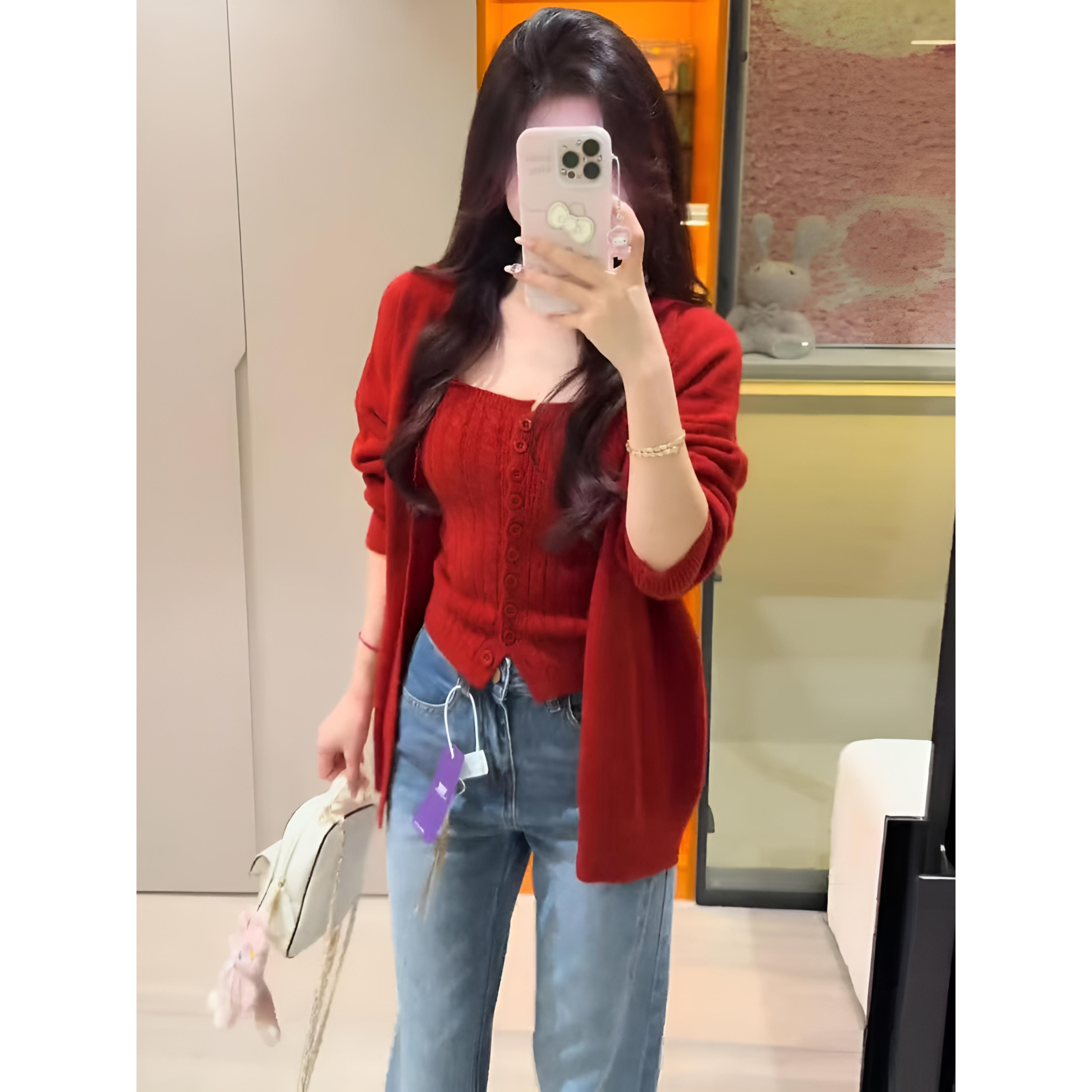 ROUMIKL巨好看的两件套早秋2025流行穿搭一整套慵懒松弛感上衣牛