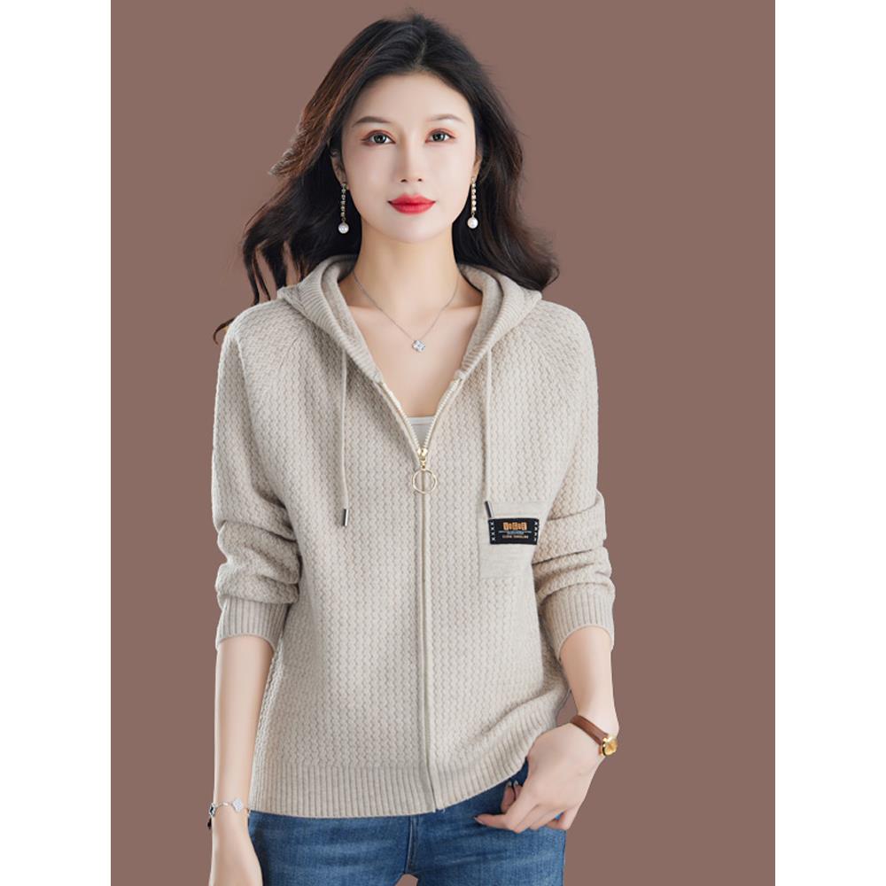 ROUMIKL采购产品新的春季和秋季拉炼针织品夹克的妇女，时尚的连