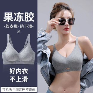 防下垂收副乳 螺纹聚拢文胸无钢圈W型软支撑舒适磨毛内衣女秋冬款