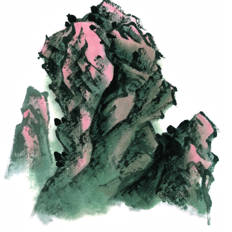 hq467国画水墨山石幽谷高清图片设计素材背景喷绘印刷装饰画图库