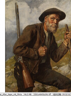 T901【奥地利】德弗雷格尔Franz von Defregger肖像油画网传图库