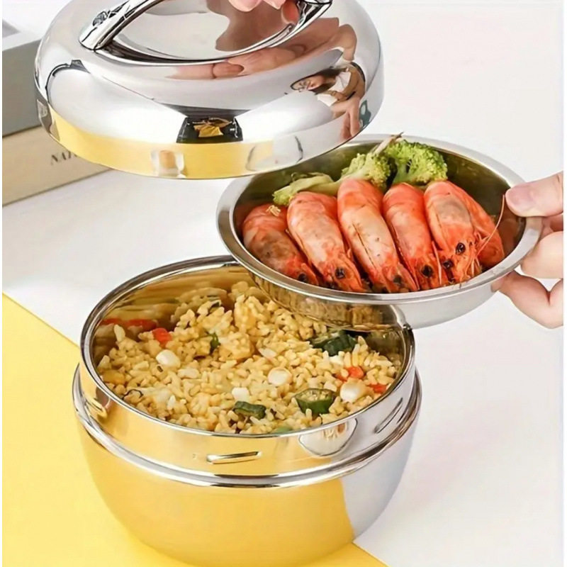 苹果饭盒圆形带盖饭上班